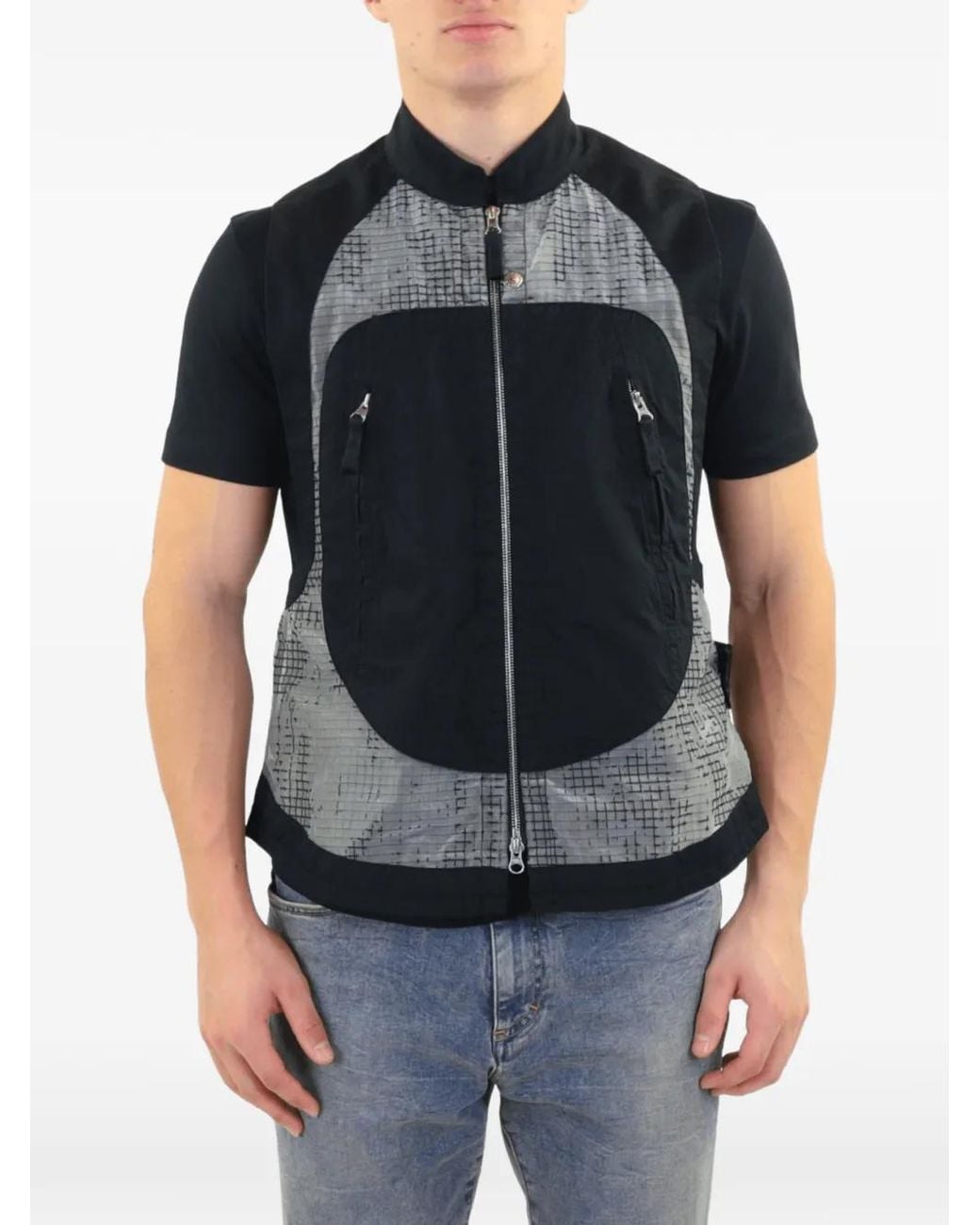 Stone Island Black Devore Waistcoat for men