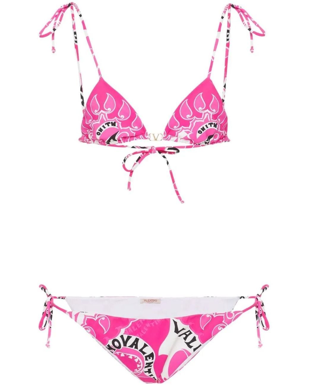 Valentino Garavani Pink Archive Manifesto Bikini Set