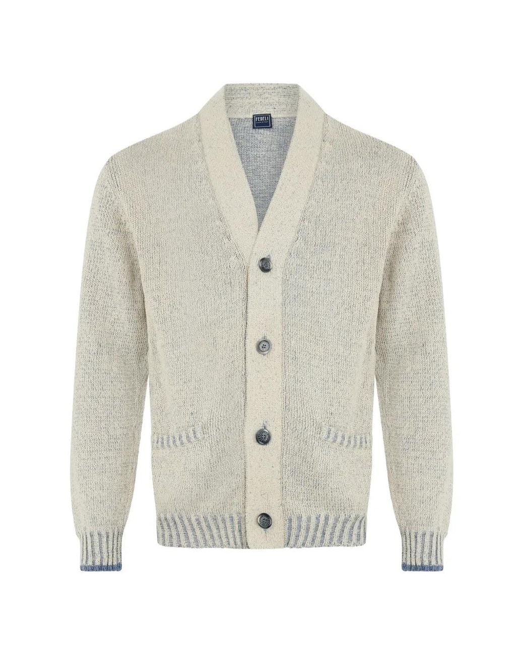 Fedeli White Knitted Long-Sleeve Cardigan for men