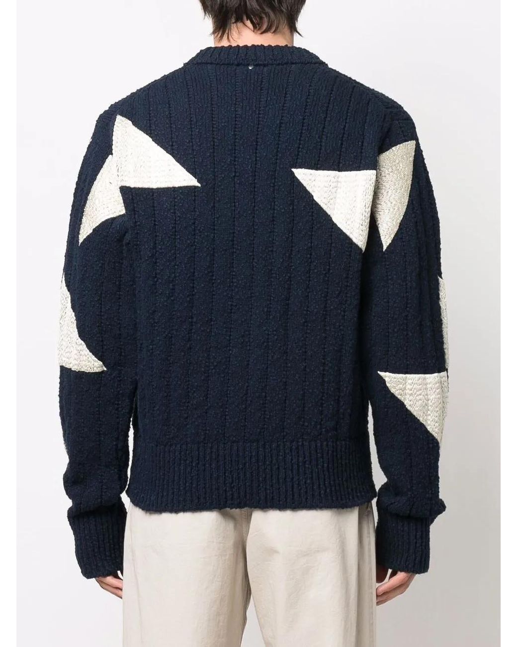 OAMC Blue Geometric Crew-Neck Jumper for men