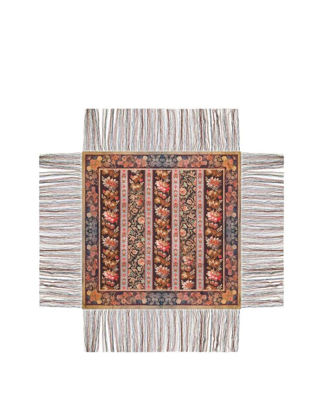 Pierre Louis Mascia White Aloeuw Floral-Print Fringed Scarf