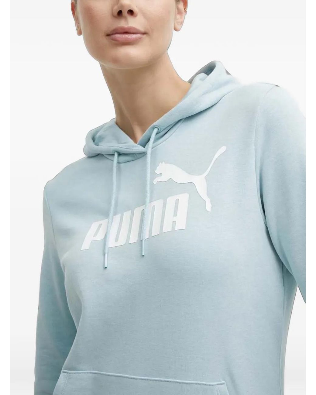 PUMA Blue Logo-Print Drawstring Hoodie