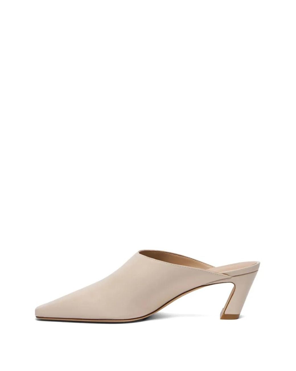 Stuart Weitzman White Stasso Square-Toe Mules