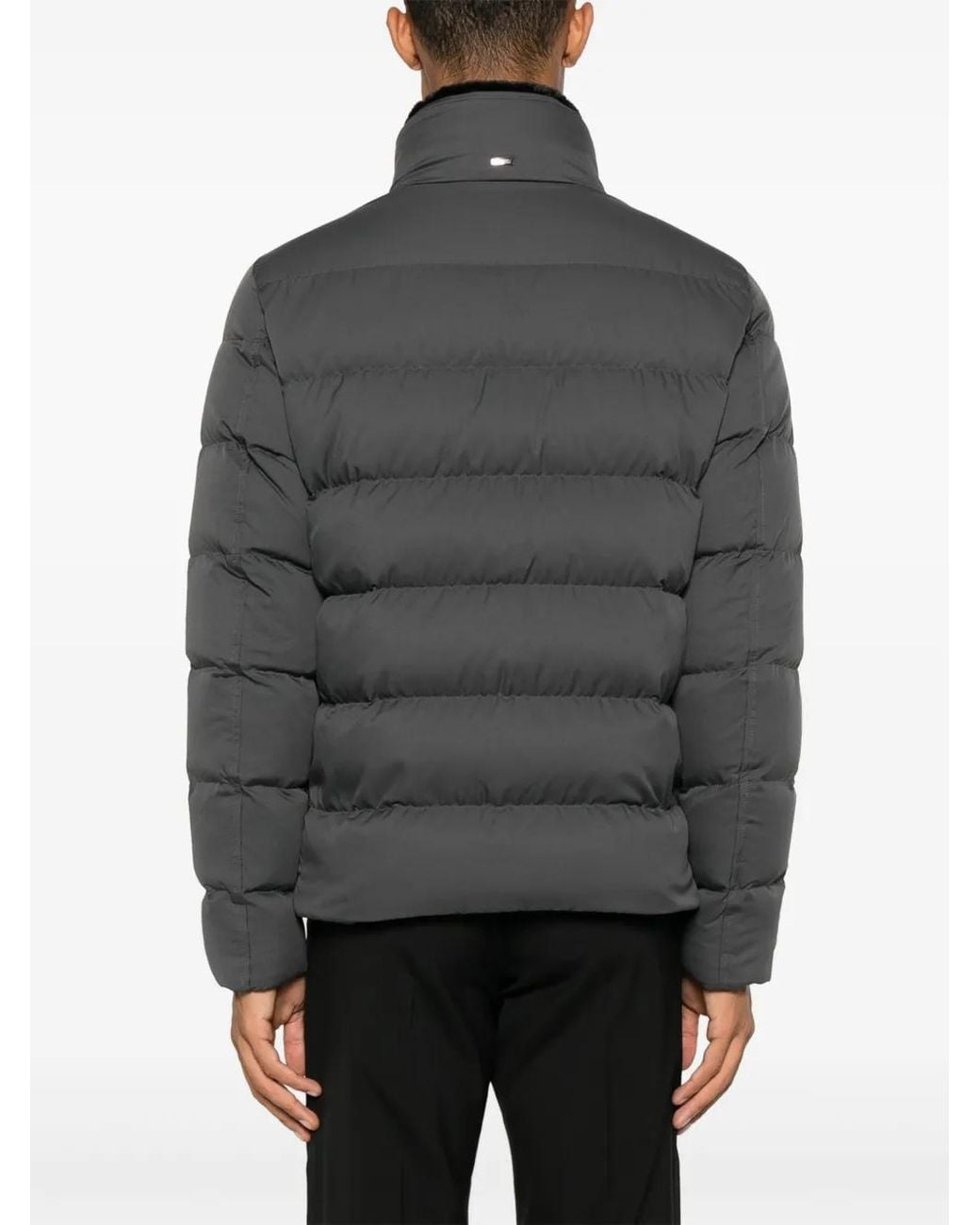Herno Gray Logo-Plaque Puffer Jacket for men