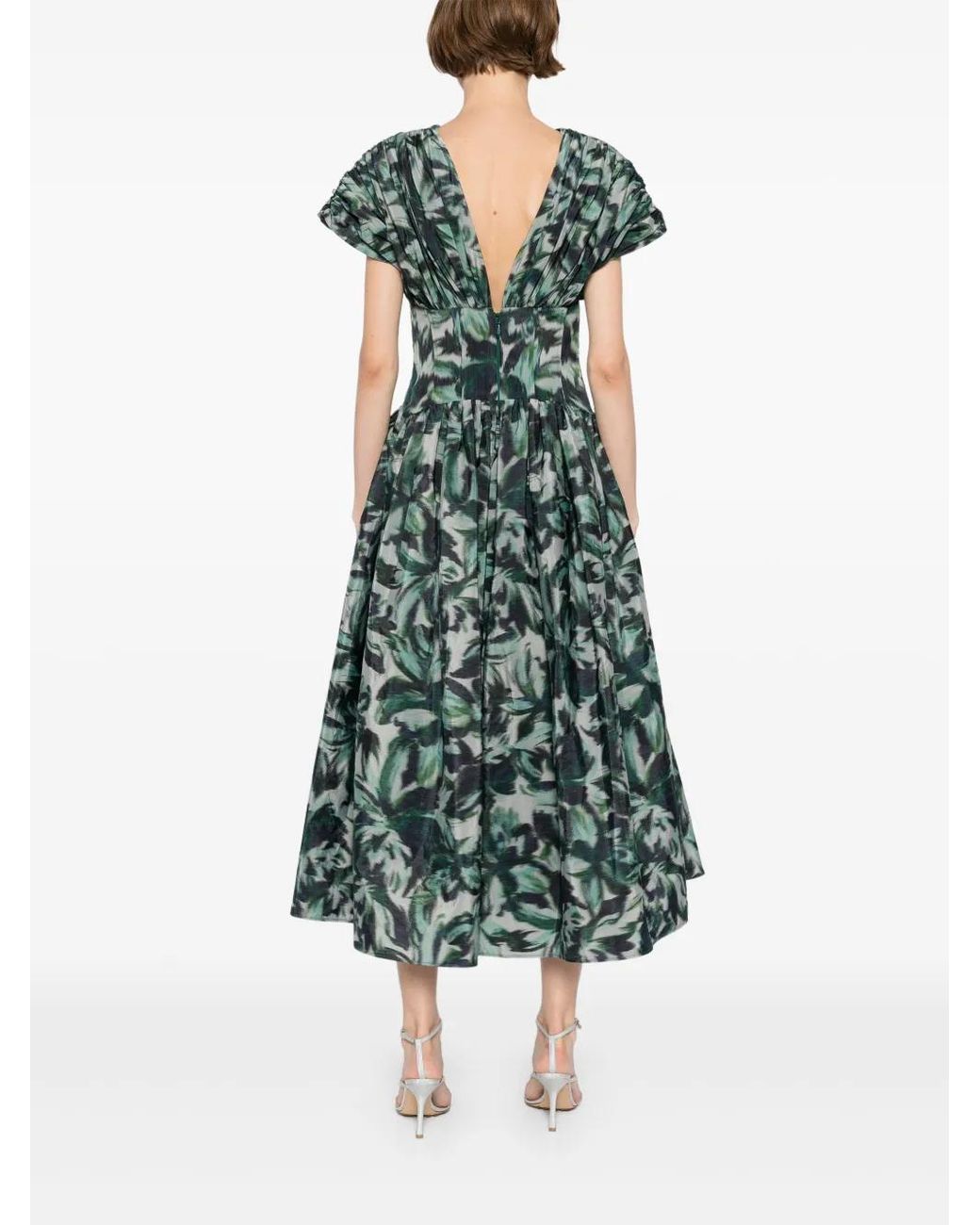 Amsale Green Drop-Waist Corset Dress