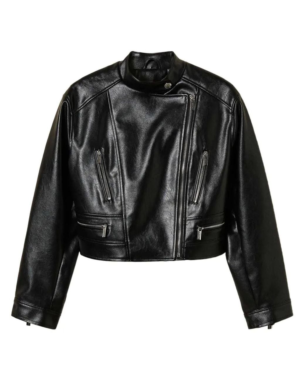 Twinset Black Faux-Leather Biker Jacket