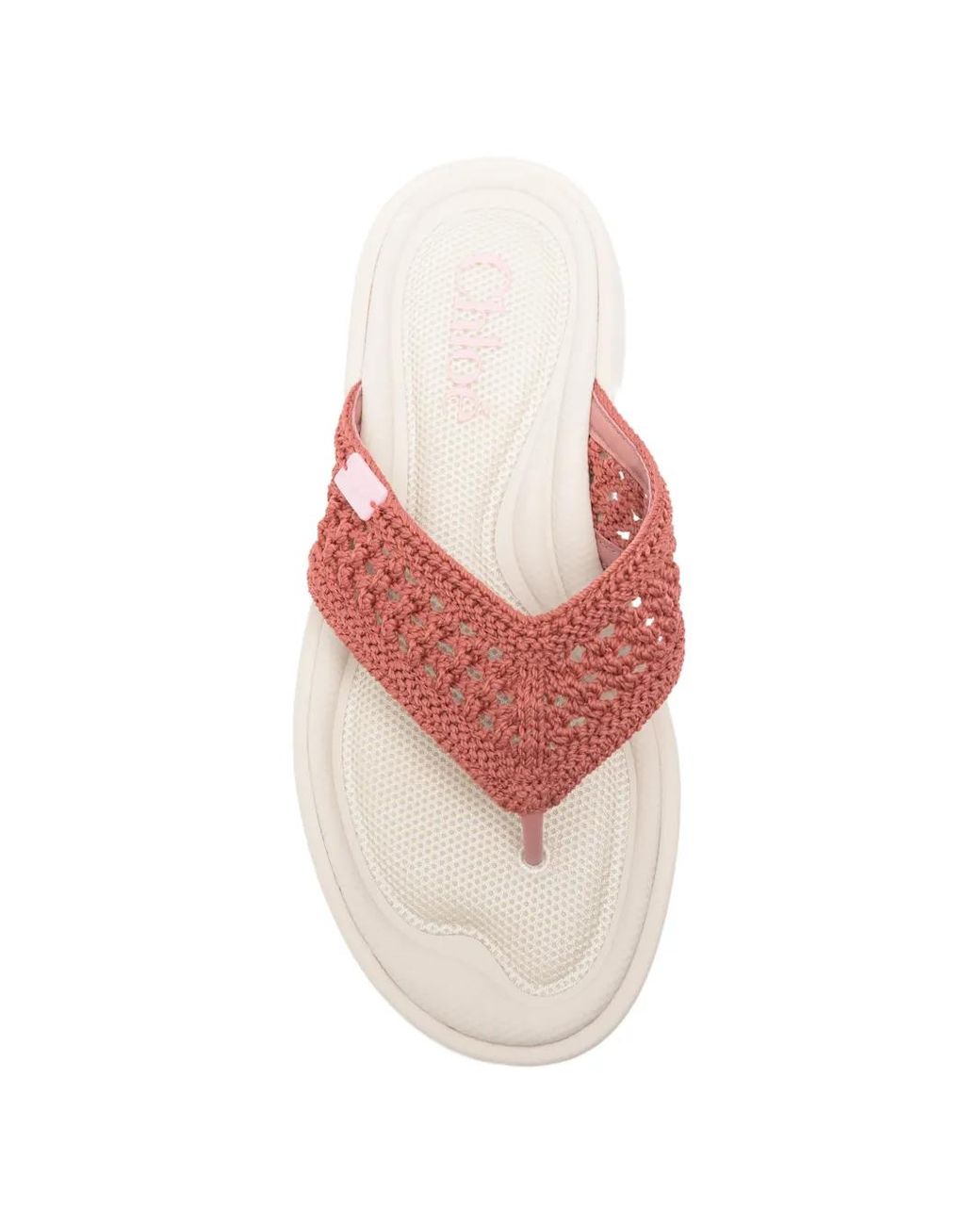 Chloé Pink Poolette Crochet-Knit Slides