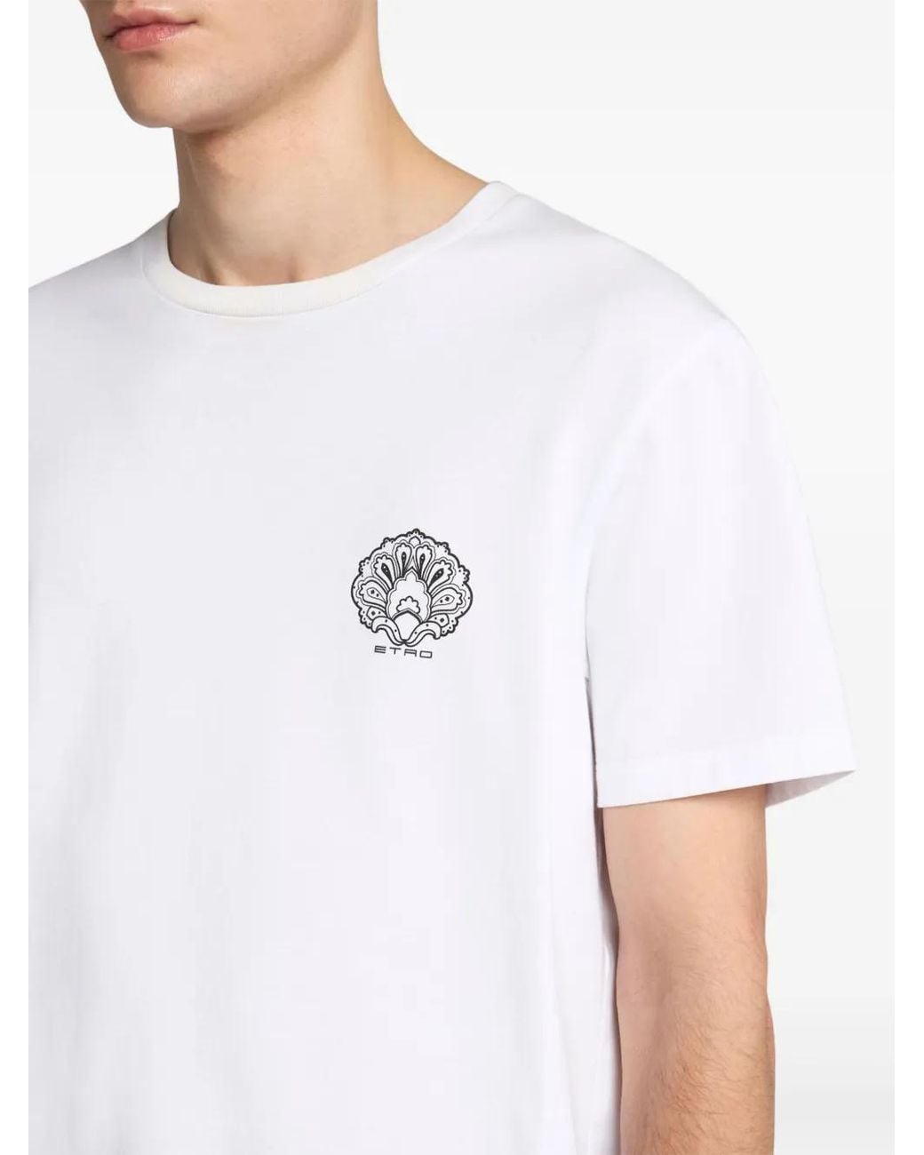 Etro White Cotton T-Shirt for men