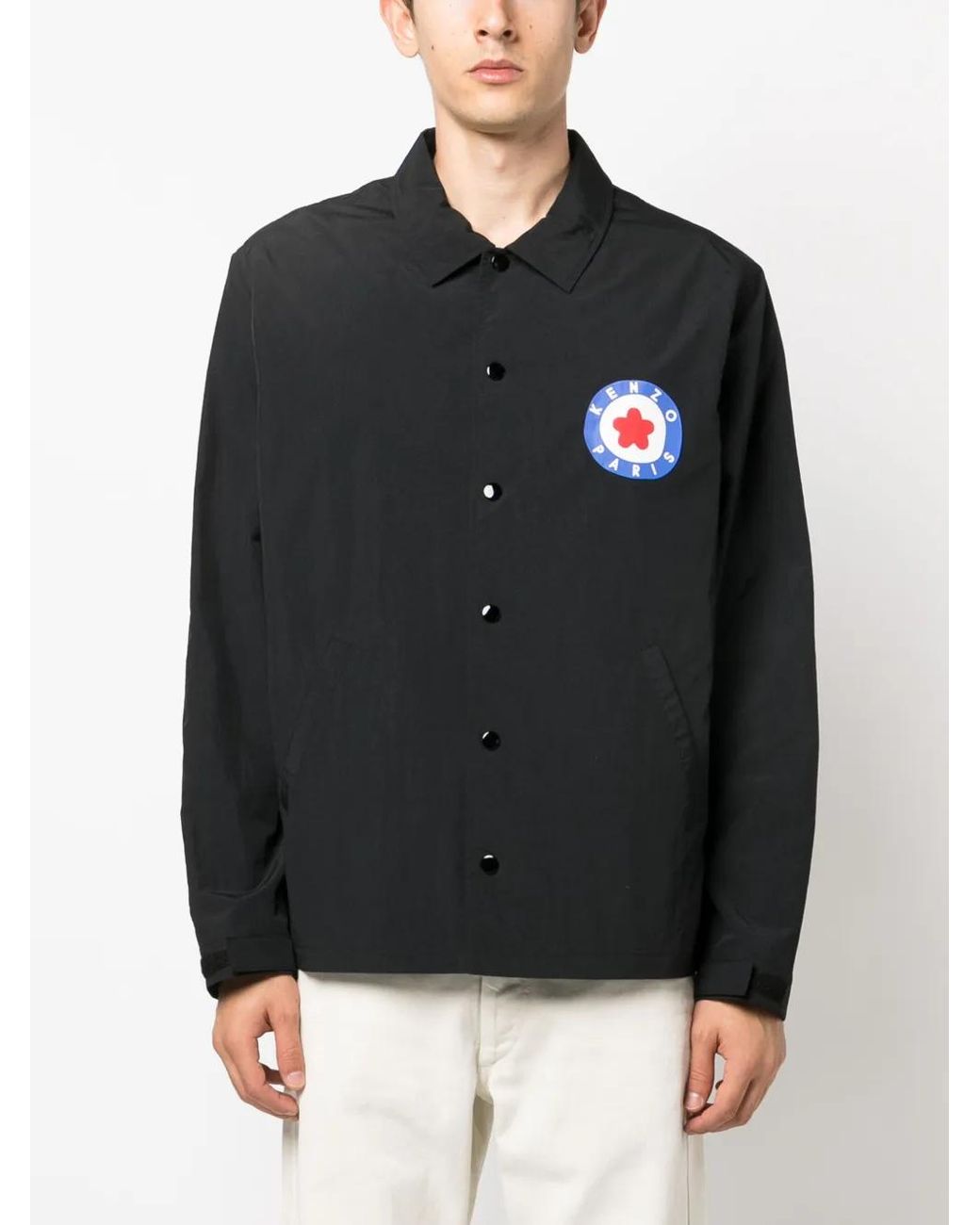 KENZO Black Target Print Shirt Jacket for men