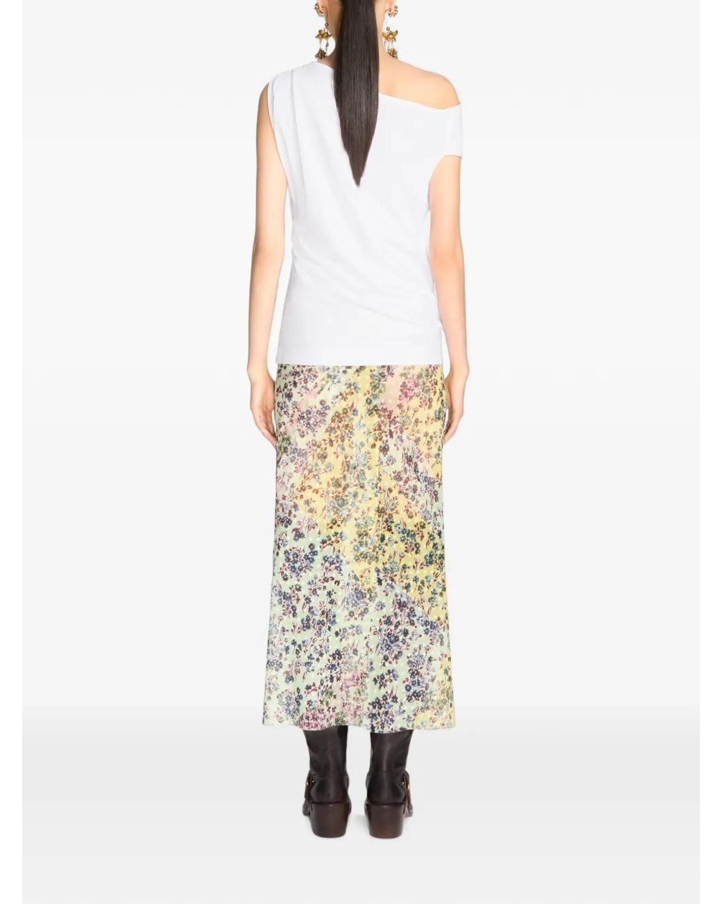 Dries Van Noten White Off-Shoulder Jersey Top