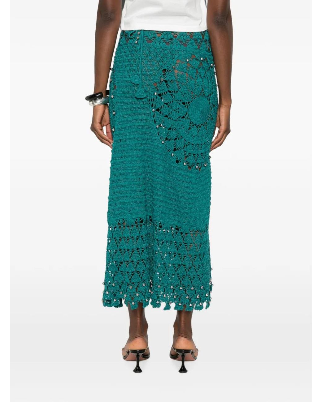 Rabanne Green Handmade Midi Skirt