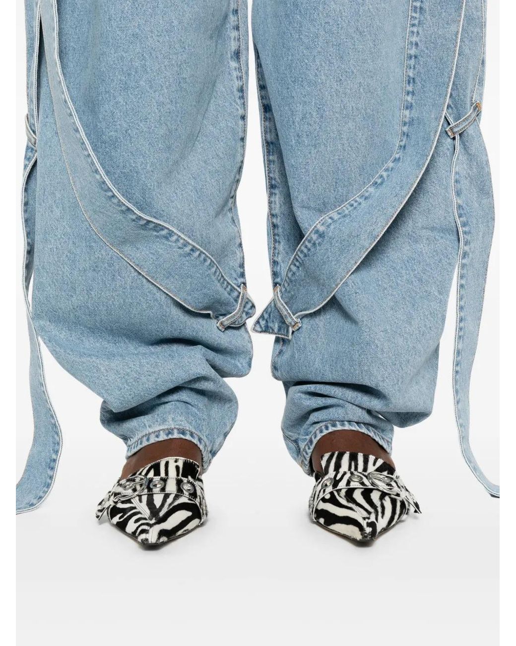 Los Attico Light Blue Drawstring Five Pockets Jeans The Attico