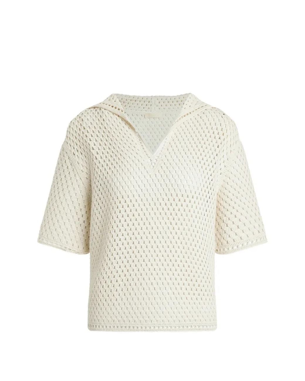 12 STOREEZ White Meadow Crochet-Knit T-Shirt