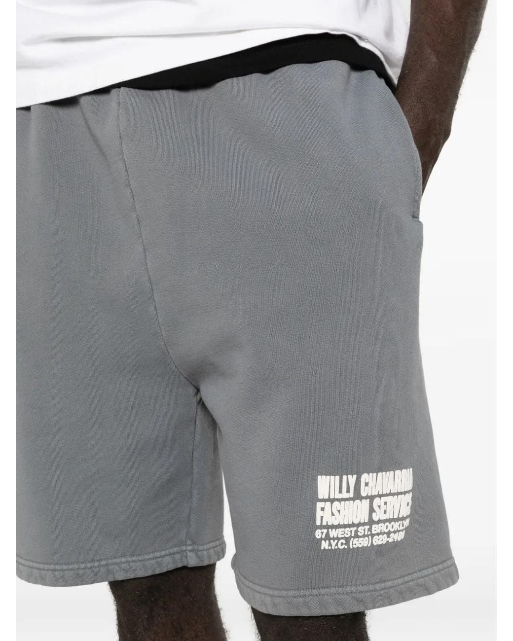 Willy Chavarria Gray Drawstring Logo Shorts for men