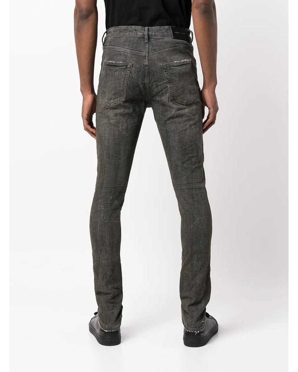 Purple Brand Gray P001 Ripped Skinny Jeans for men