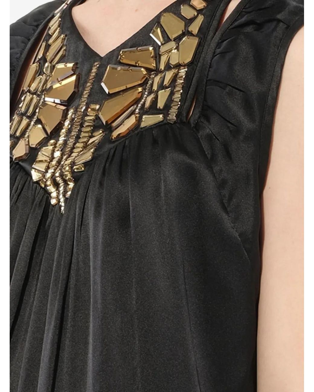 Givenchy Black Crystal-Embellished Pleated Blouse