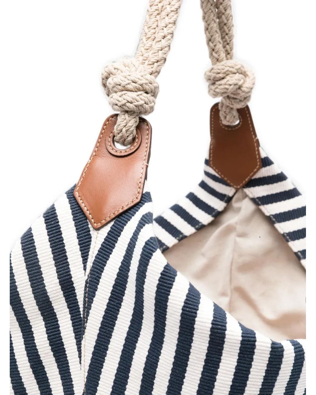 Miu Miu White Striped Rope-Handle Shoulder Bag
