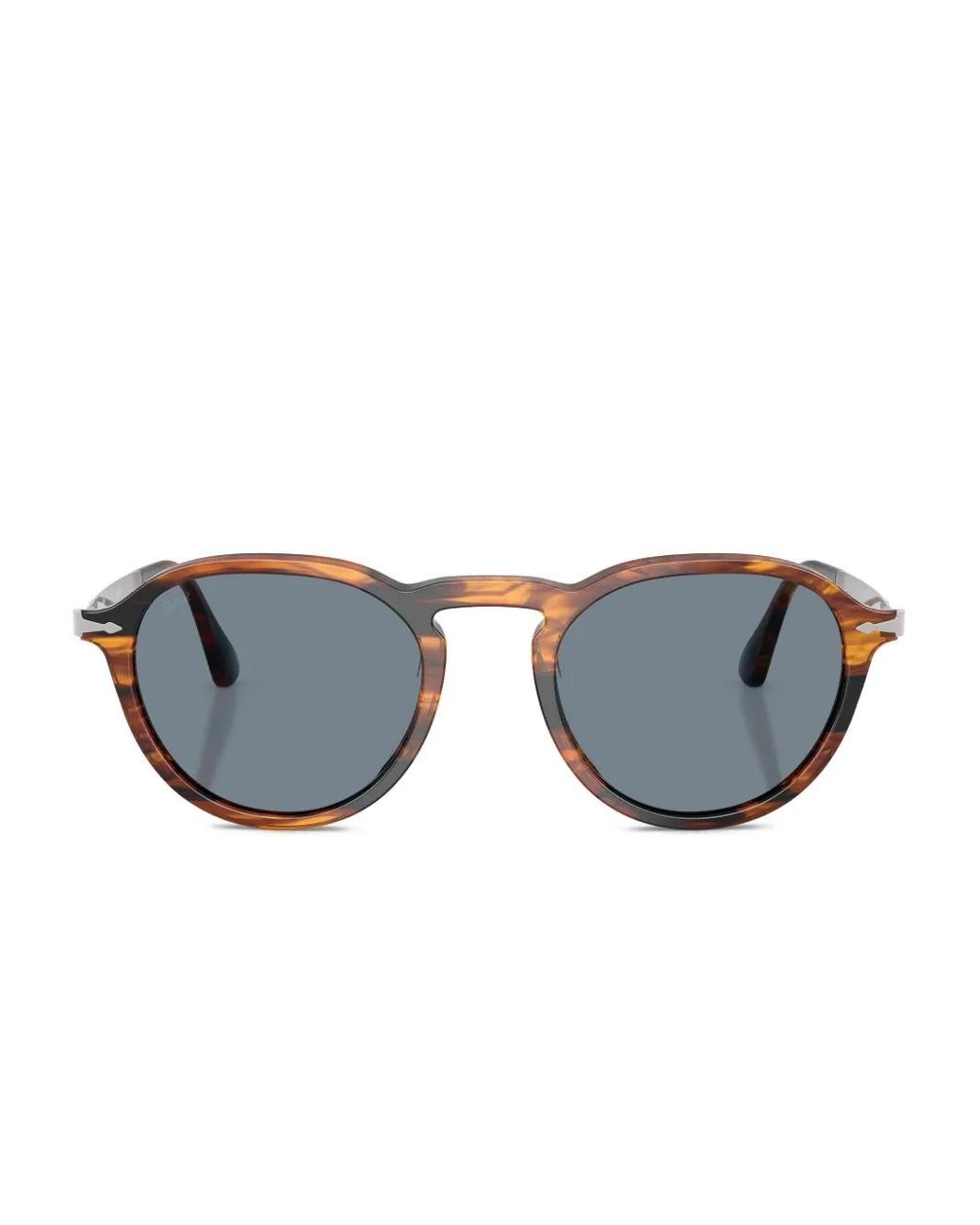 Persol Blue Tortoiseshell Round-Frame Sunglasses