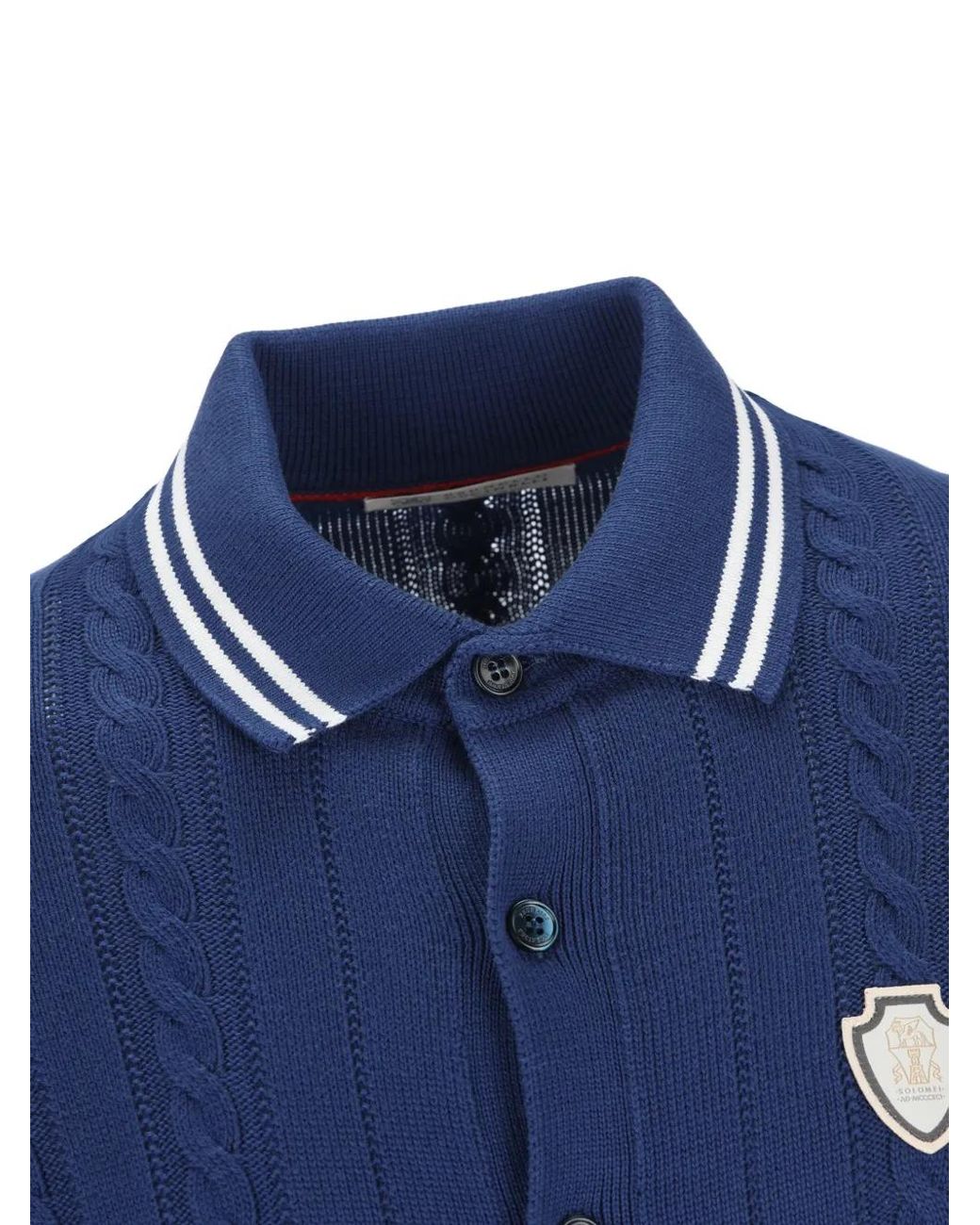 Brunello Cucinelli Blue Cable-Knit Buttoned Cardigan for men