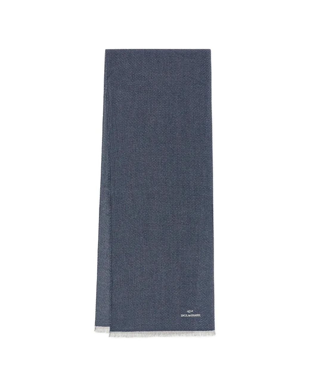 Paul & Shark Blue Logo-Embroidered Fringed Scarf for men