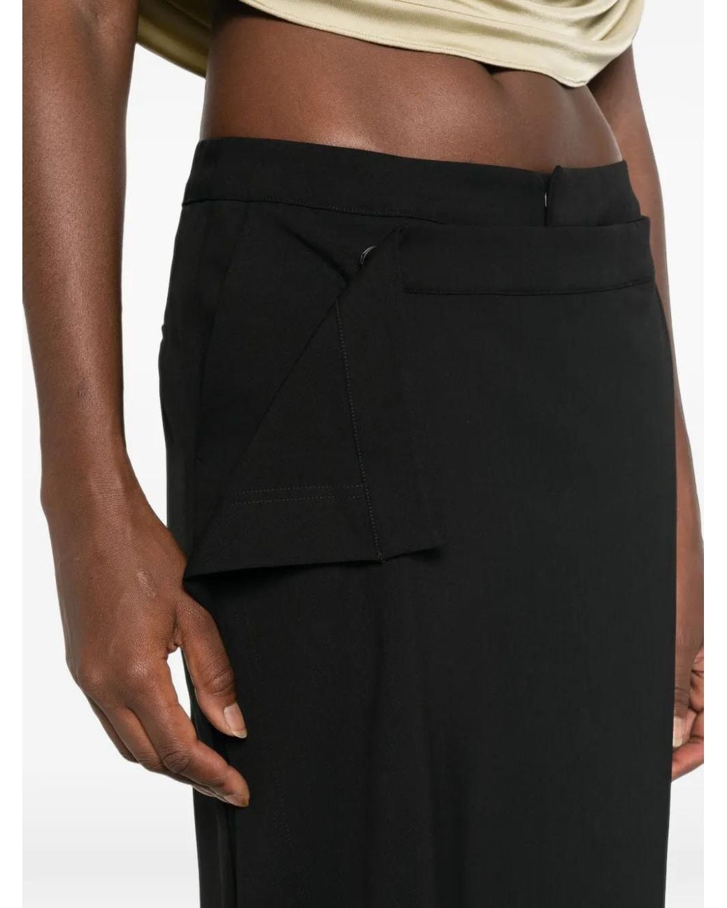 LE SULLY STUDIO Black Layered-Panel Tailored Trousers