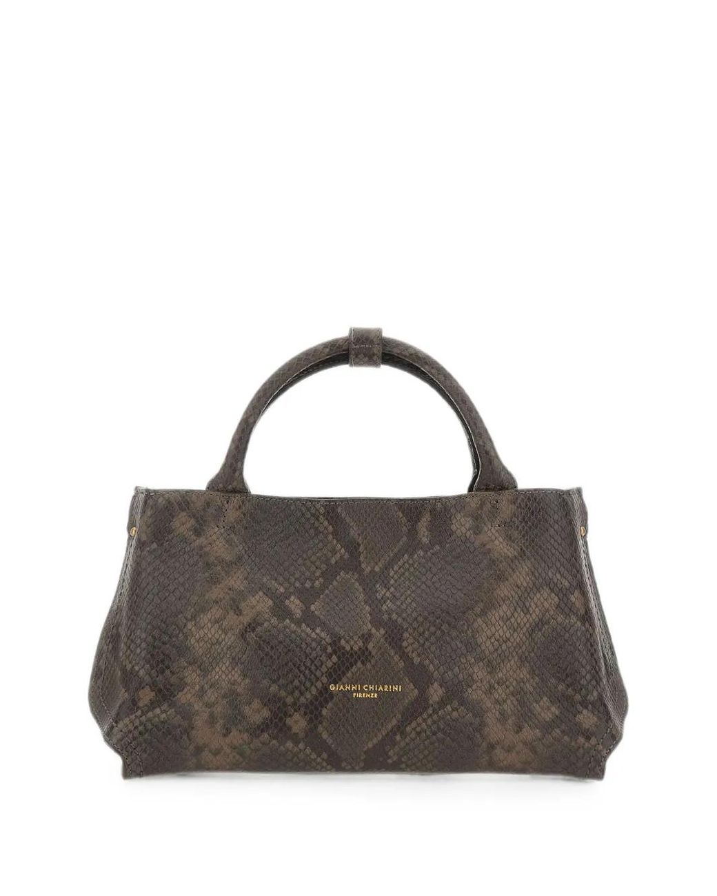 Gianni Chiarini Brown Small Amal Python-Effect Tote Bag