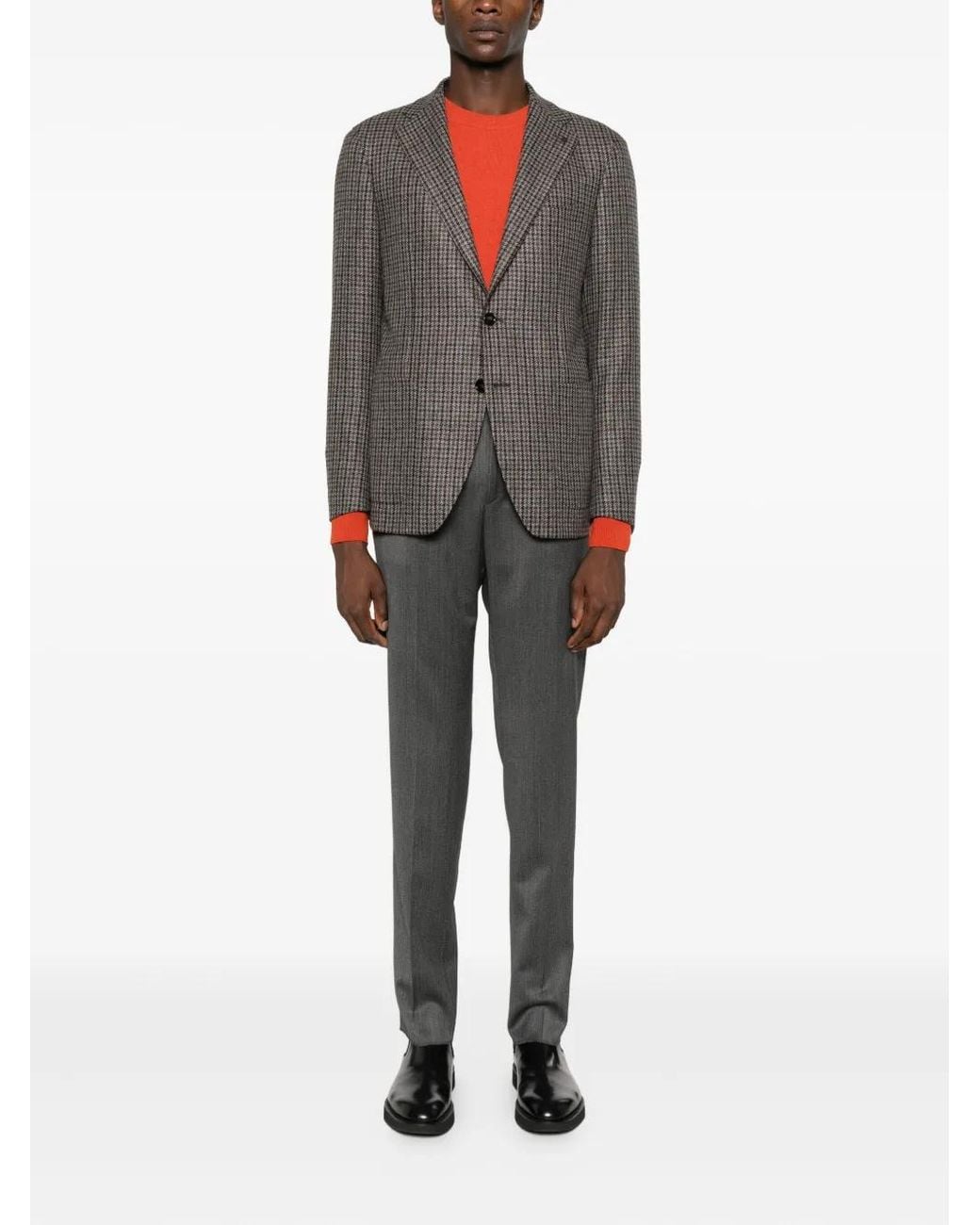 Tagliatore Gray Patterned Single-Breasted Jacket for men
