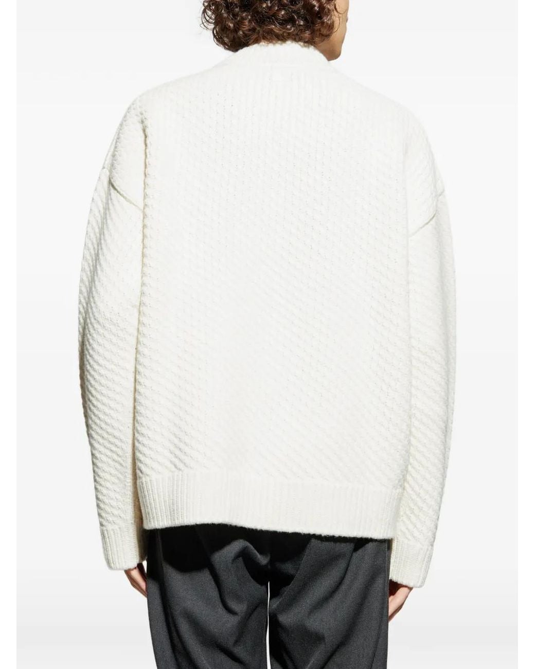 Lacoste White Embossed Crew-Neck Sweater for men