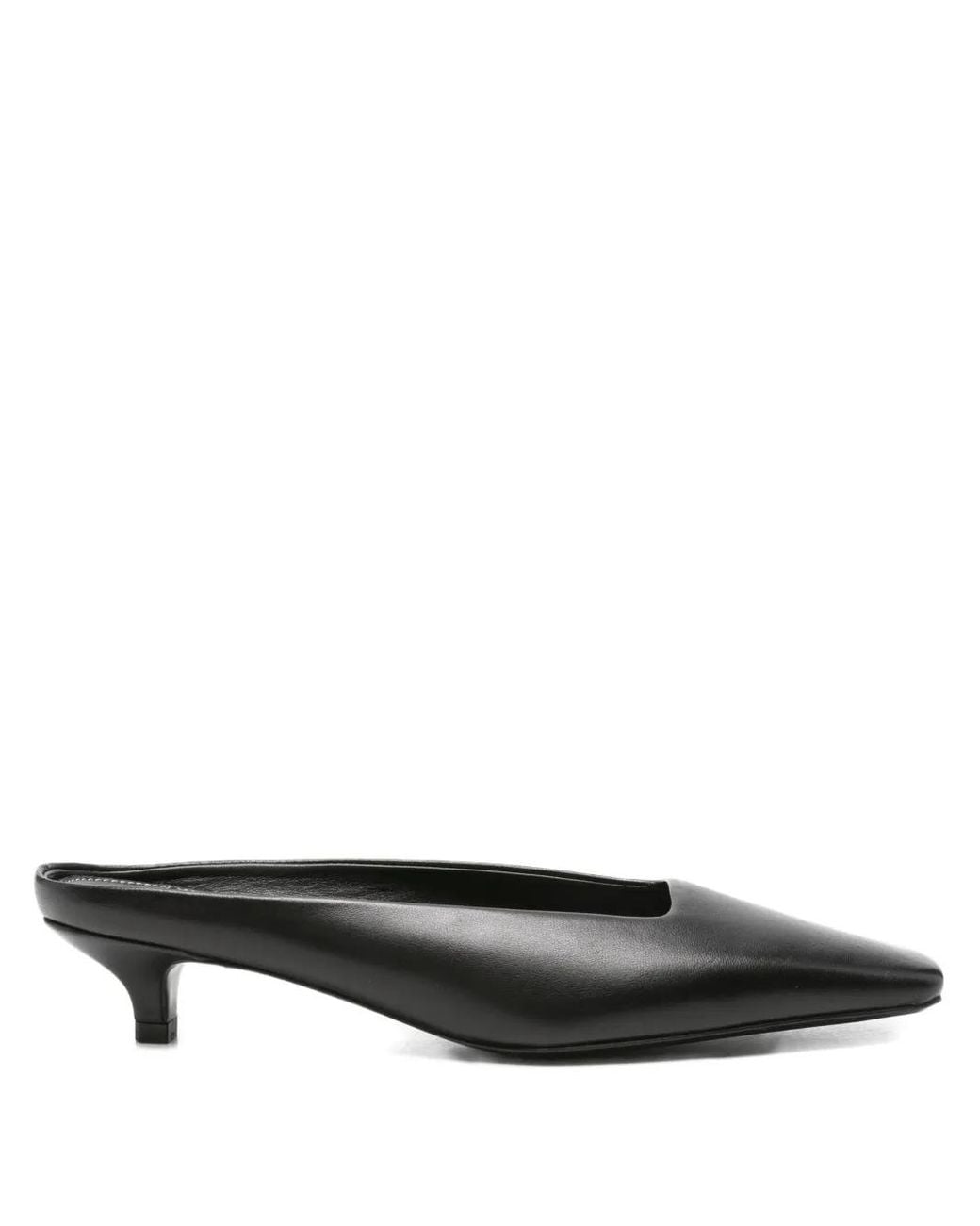 Totême Black Square-Toe Leather Mules