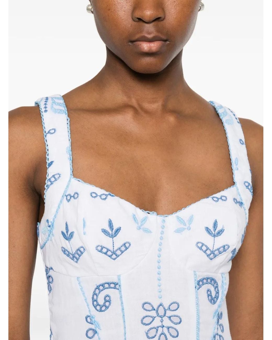 Charo Ruiz White Arissa Embroidered A-Line Mini Dress