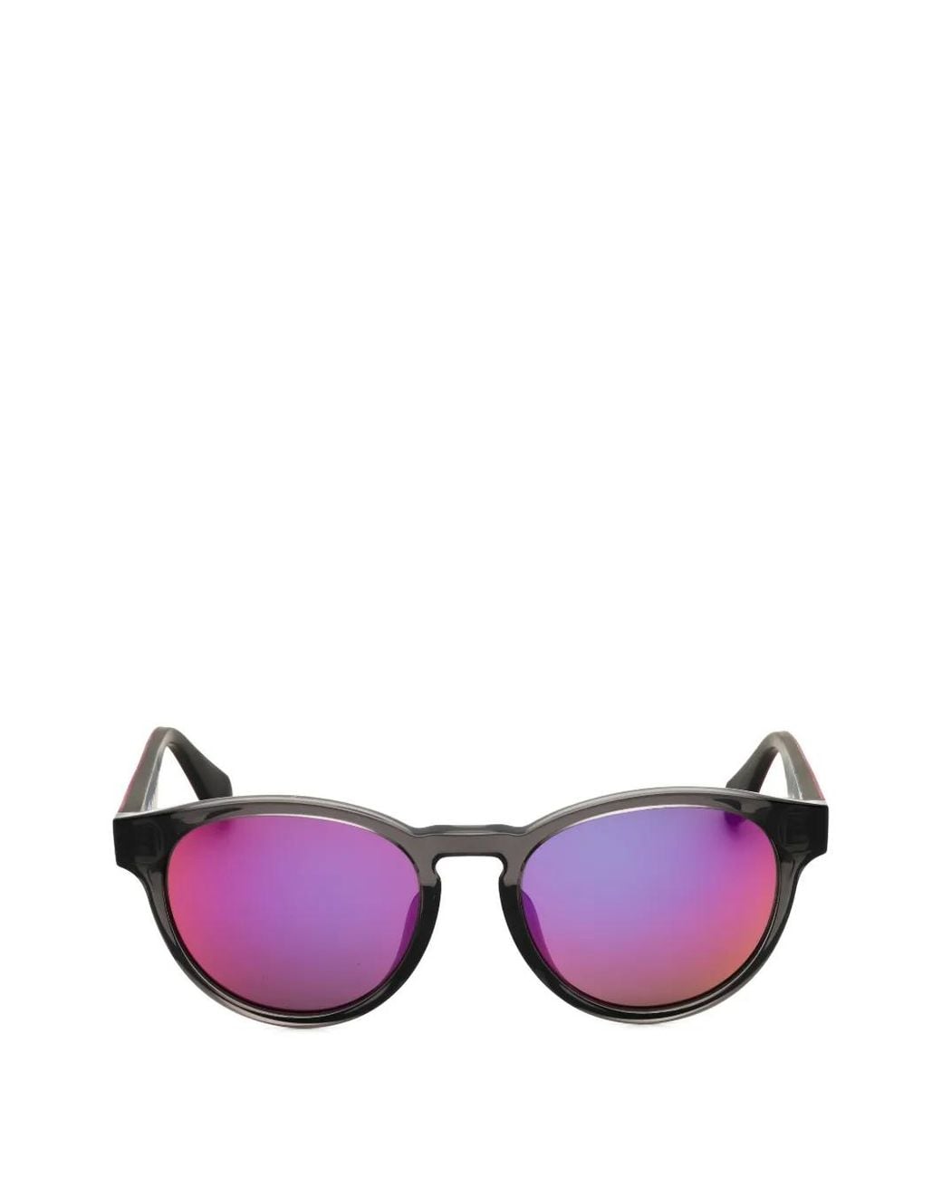 Adidas Purple Round-Frame Mirror-Lens Sunglasses