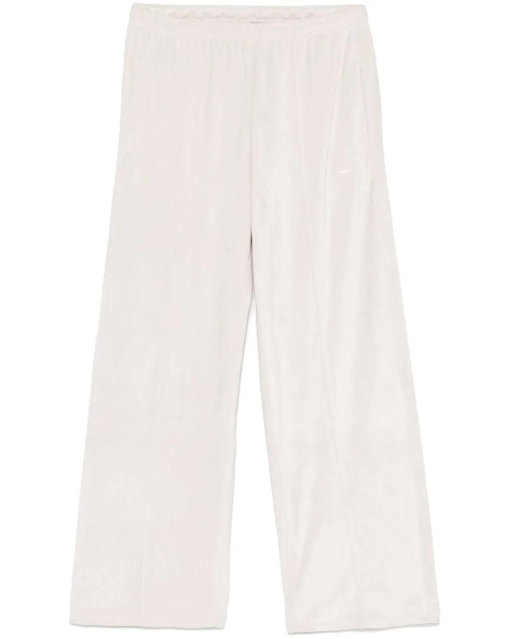 Nike White Mid-Rise Velour Track Pants