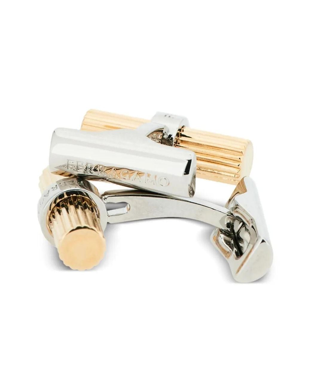 Ferragamo Metallic Branded Cufflinks for men