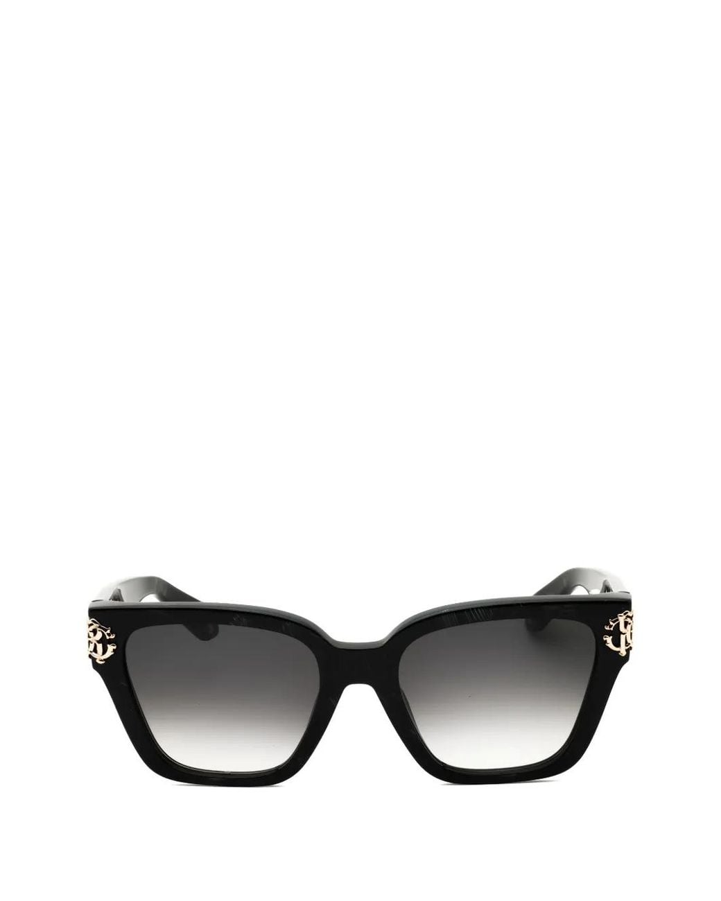 Roberto Cavalli Black Logo-Plaque Rectangle-Frame Sunglasses