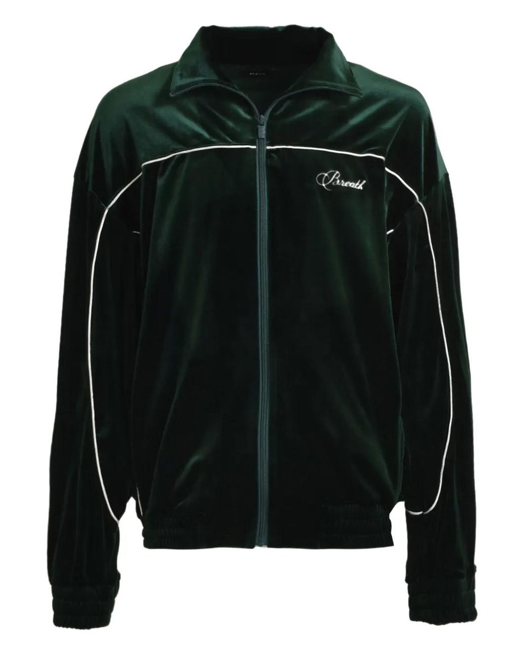 BREATH Black Script Logo Zip-Up Velour Jacket for men
