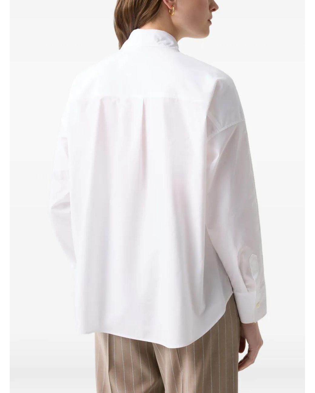 Bogner White Misty Lace-Insert Cotton Shirt