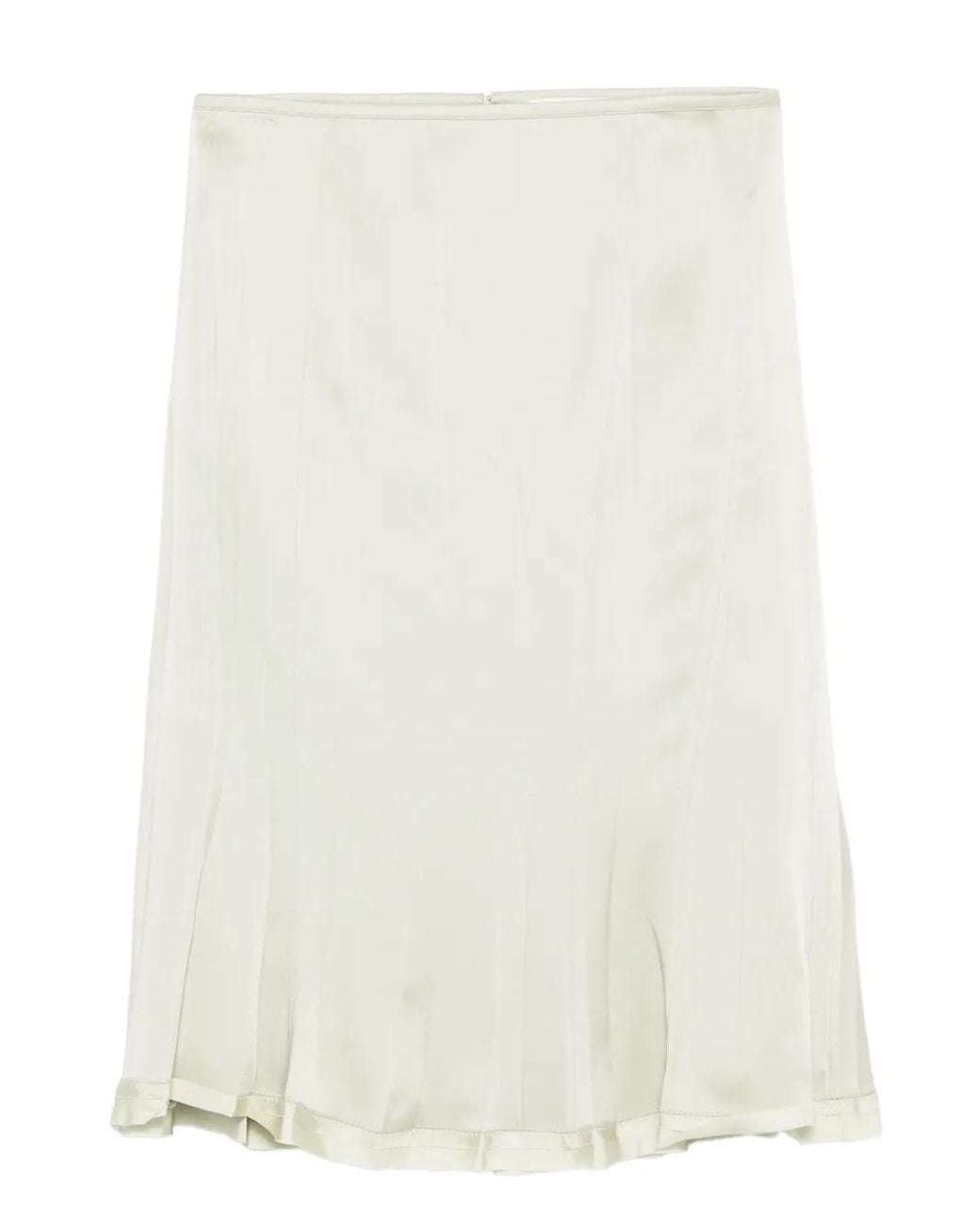Jil Sander White Pleated Satin Skirt