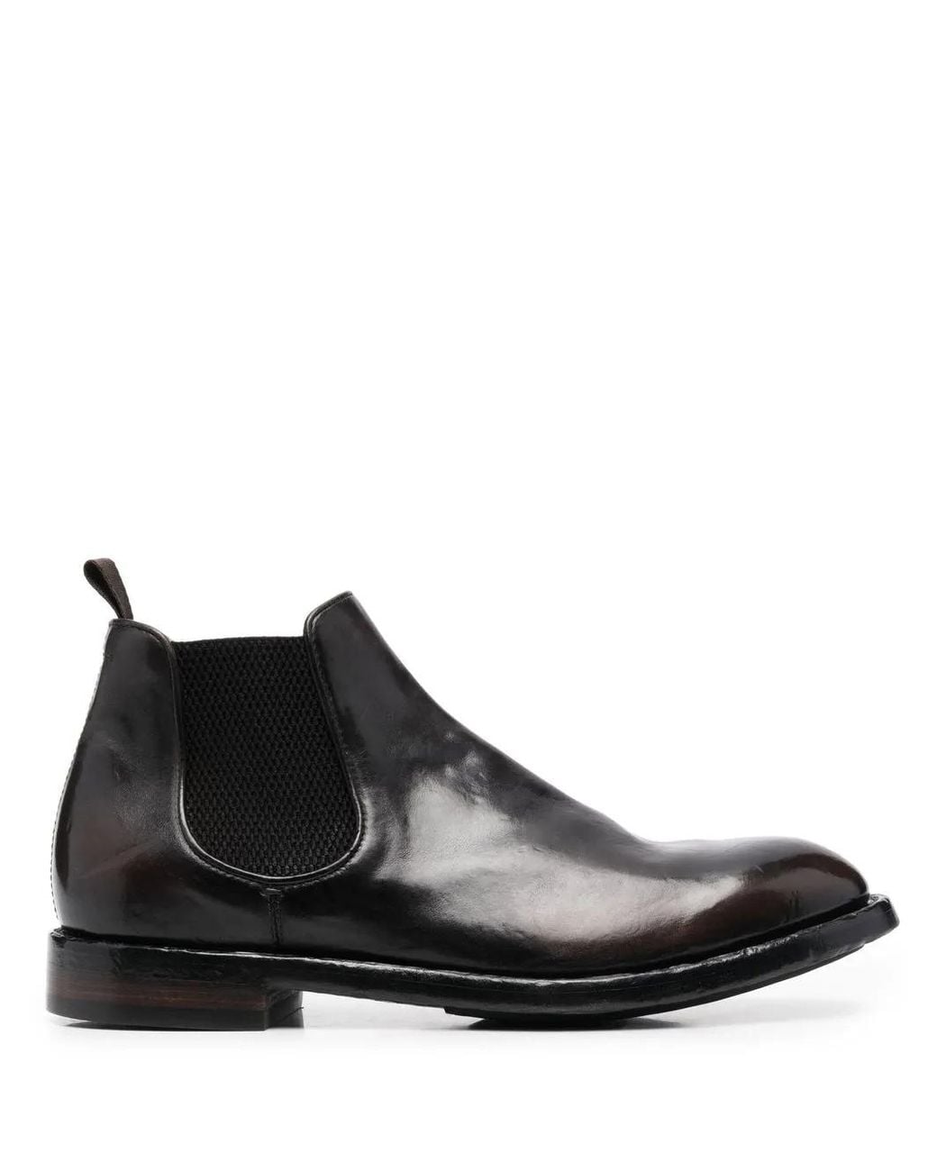Officine Creative Black Elasticated-Panel Leather Boots for men