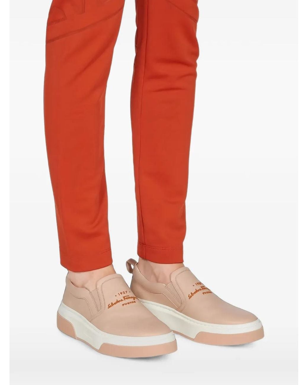 Ferragamo Logo-Embroidered Leather Sneakers