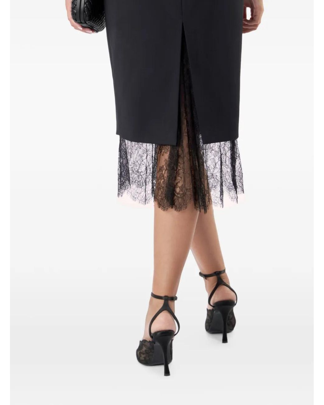 Il Volo Black Lace-Trim Midi Skirt