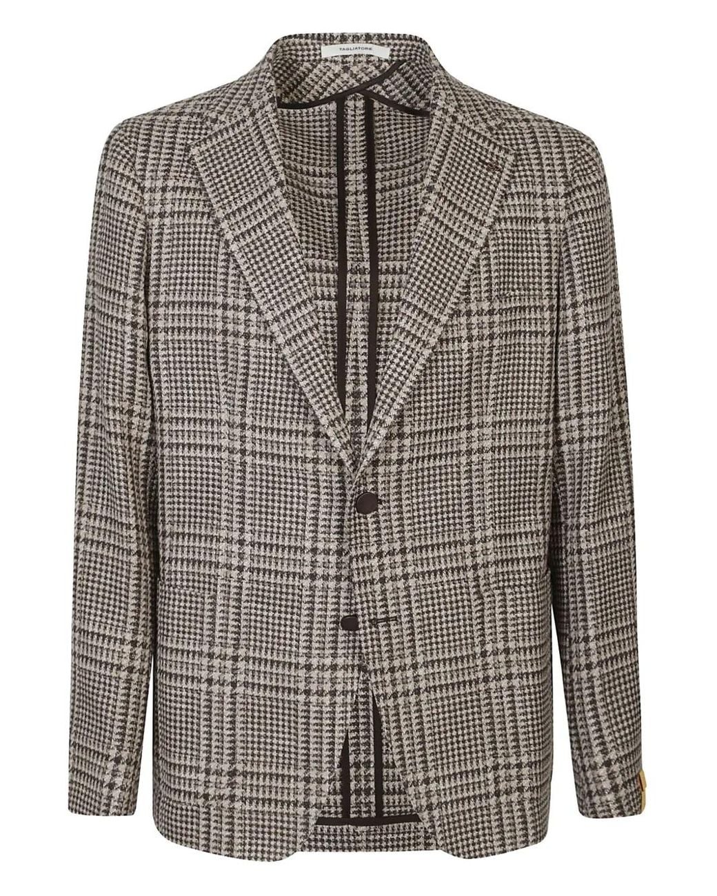 Tagliatore Brown Checked Single-Breasted Jacket for men