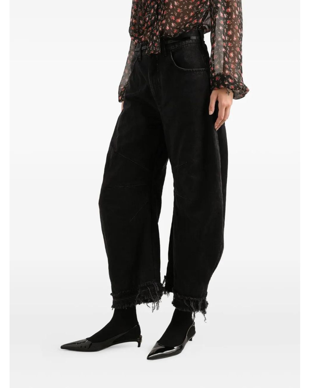 Dolce & Gabbana Black Frayed-Hem Jeans