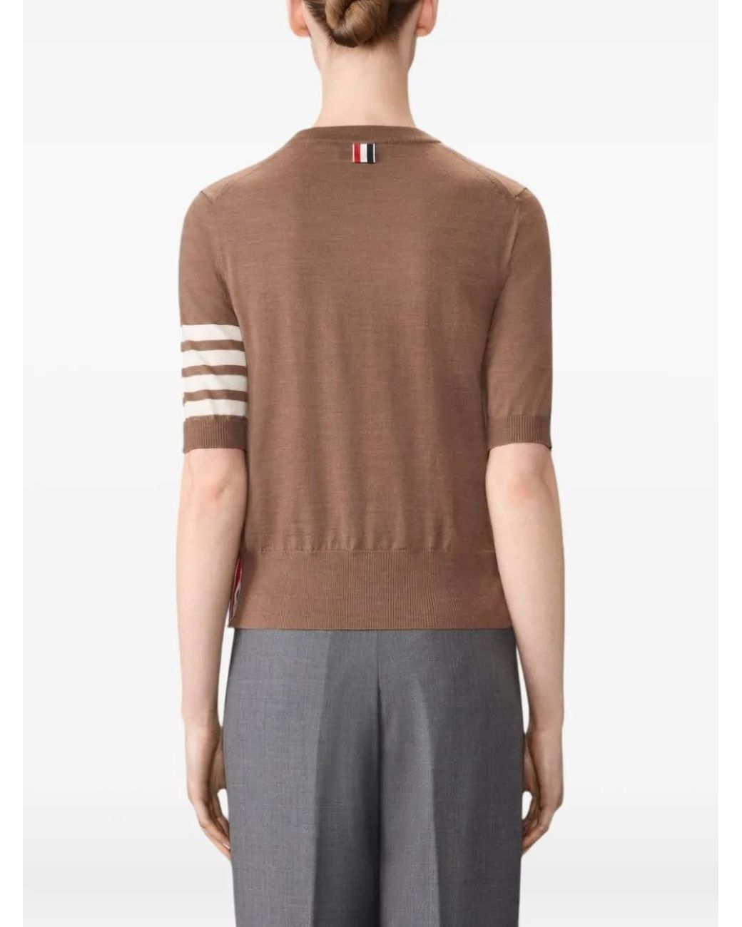 Thom Browne Brown Fine Merino Wool 4-Bar T-Shirt