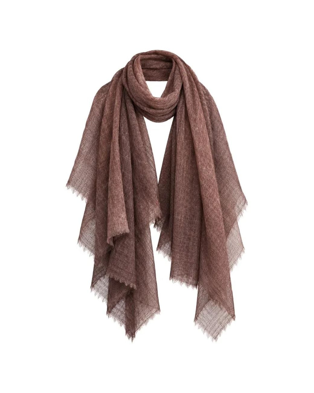 Oats & Rice Brown Hana Fringed Cashmere Scarf
