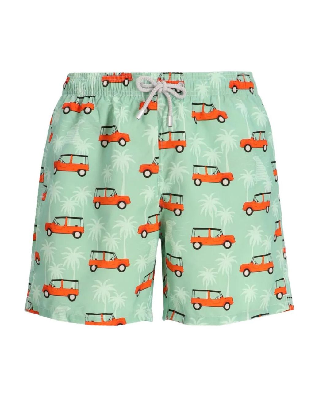 Mc2 Saint Barth Green Graphic-Print Swim Shorts for men