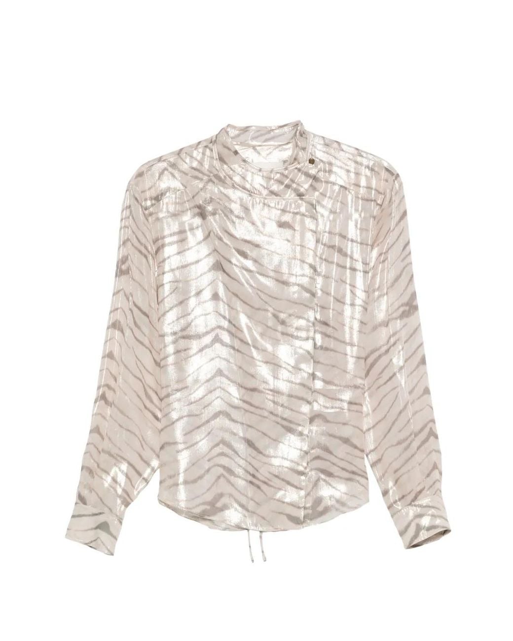 Isabel Marant White Zebra-Print Metallic-Finish Shirt
