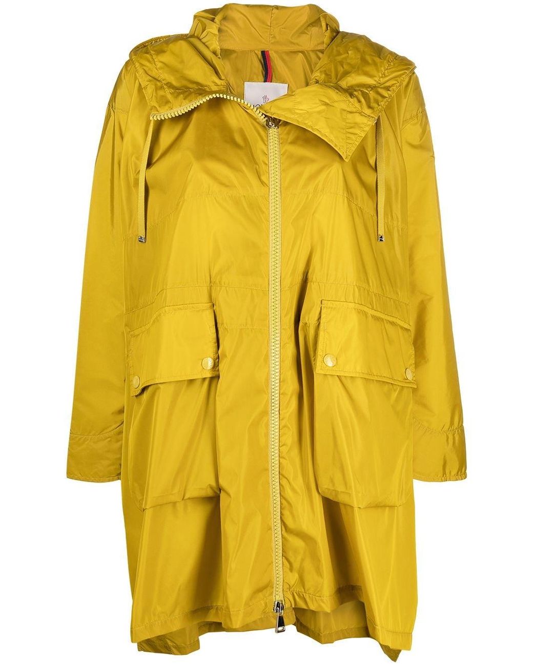 Moncler High-low Rain Coat in Yellow - Lyst