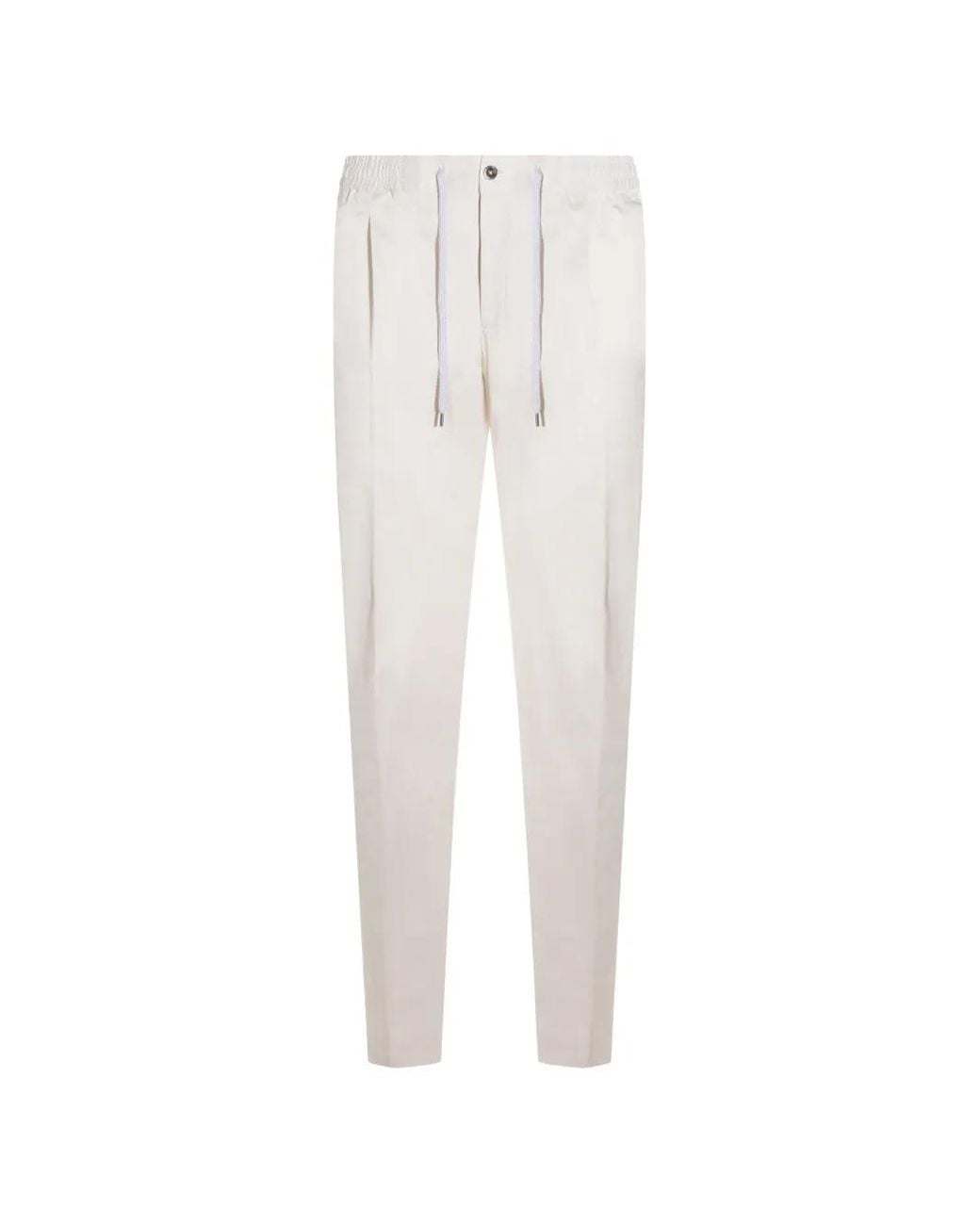 PT Torino White Elasticated Drawstring Trousers for men