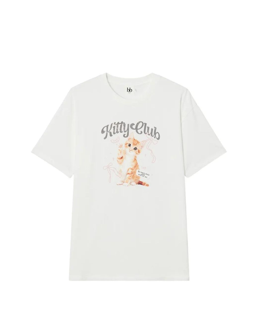 B+ AB White Graphic-Print Drop-Shoulder T-Shirt