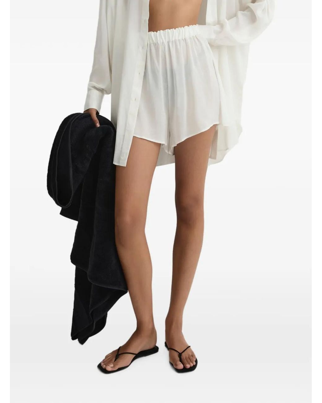 Bondi Born White Cremona Sheer-Voile Shorts